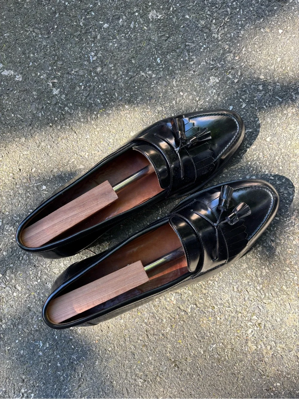 Church’s Black Leather Tassel Loafers - Classic Slip-On Men’s Dress Shoes - Picture 1 of 7